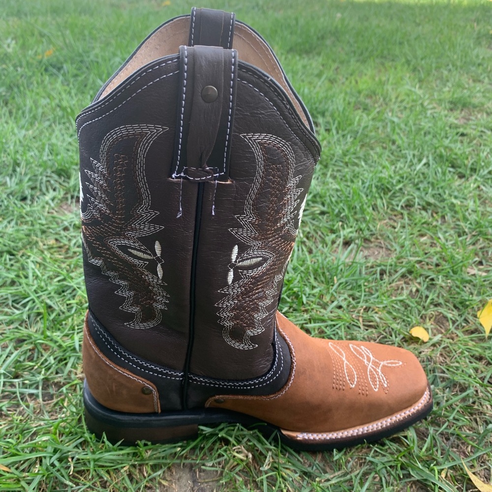 Women’s Western Rodeo Cowgirl Leather Boots Tan botas Vaqueras - Picture 7 of 8